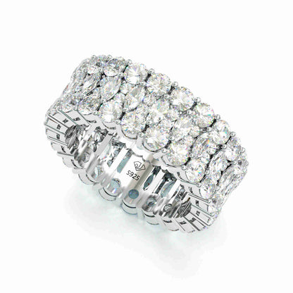 Jorrio handmade round halo created diamond vintage sterling silver wedding band