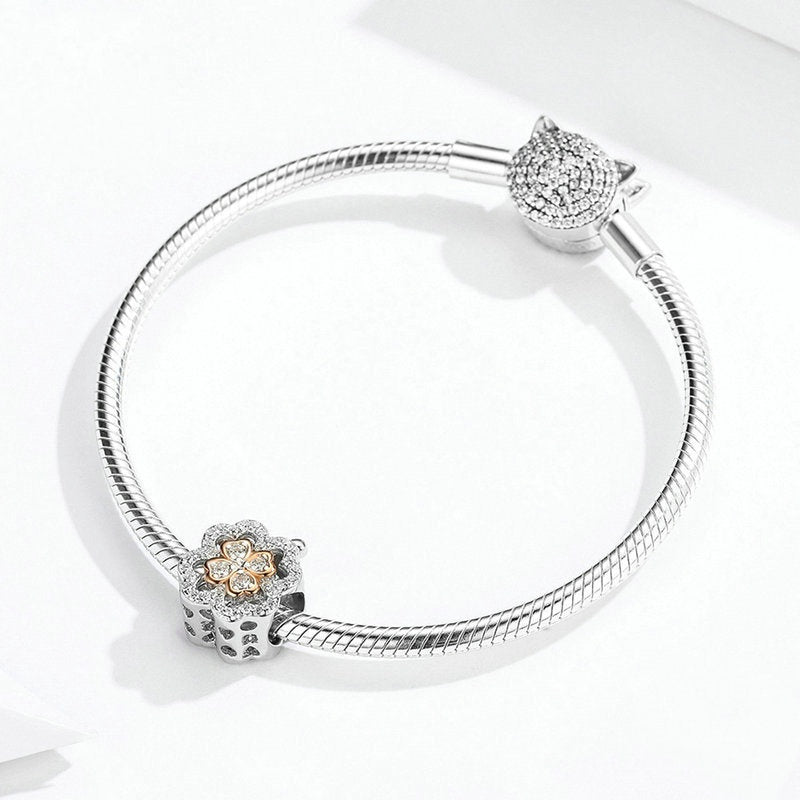 Jorrio Fashion Four-Leaf Clover Sterling Silver Charm