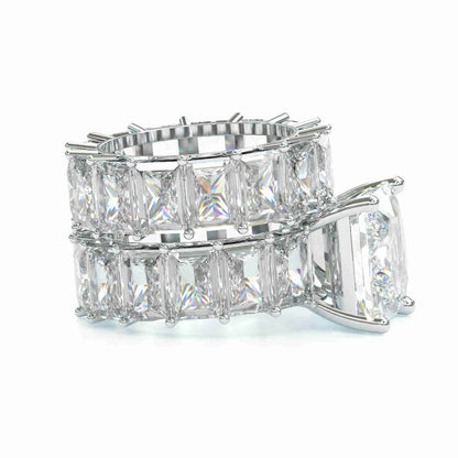 Jorrio handmade princess cut created diamond sterling silver wedding ring bridal set