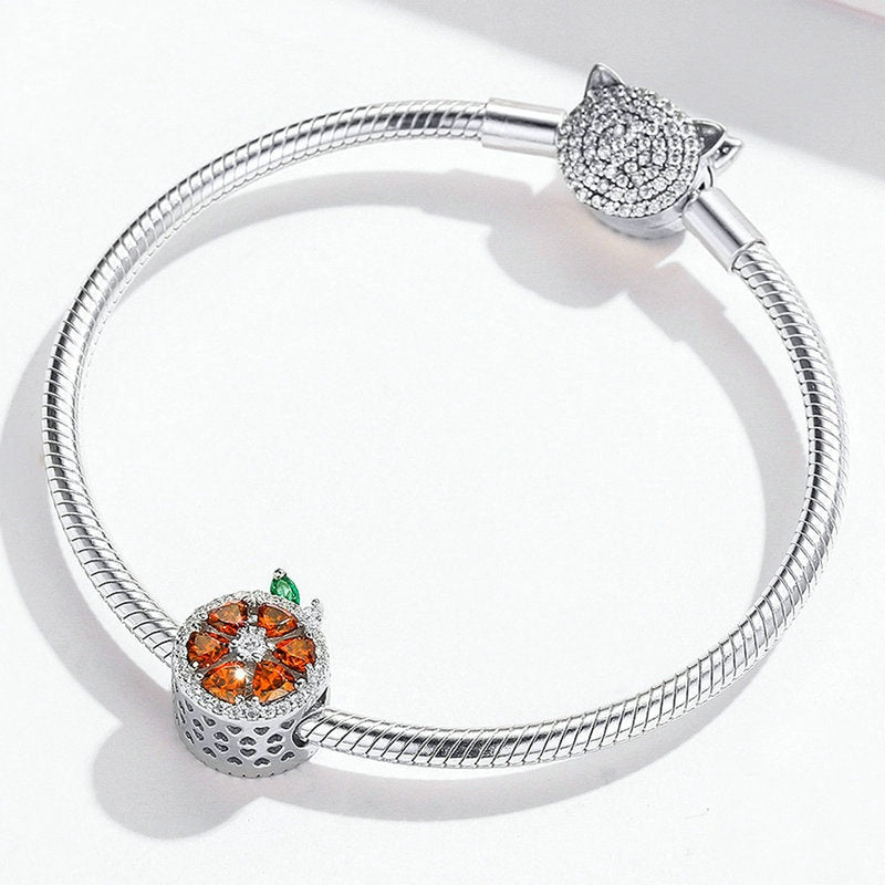 Jorrio Cute Compact Fruit Red Grapefruit Sterling Silver Charm