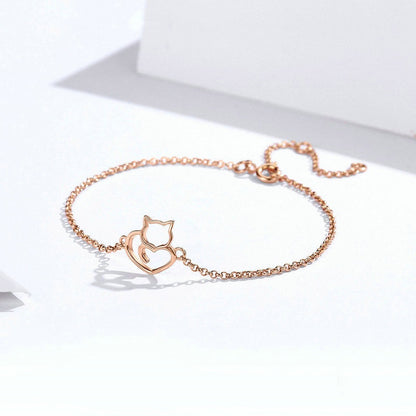 Jorrio Fashion Nerdy Cat Sterling Silver Bracelet