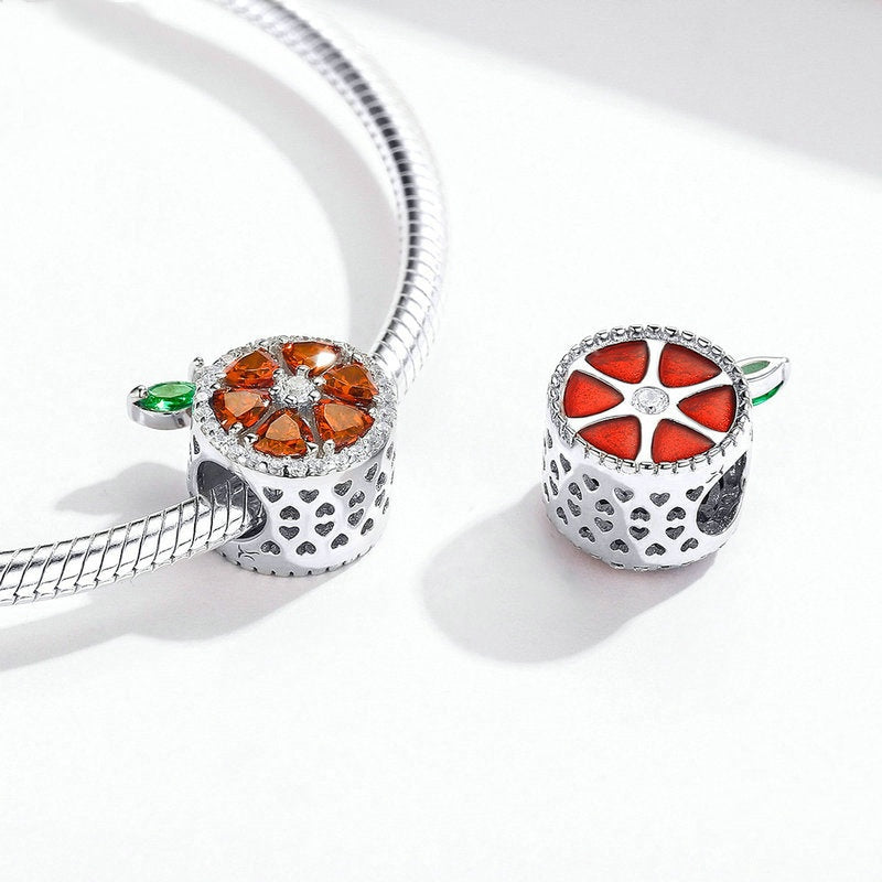 Jorrio Cute Compact Fruit Red Grapefruit Sterling Silver Charm