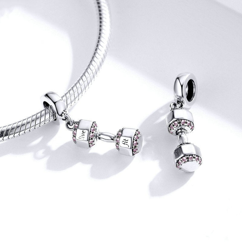 Jorrio Fashion Retro Sports Dumbbell Sterling Silver Charm