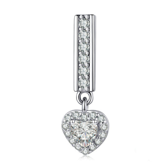 Jorrio Full Diamond Heart Shape Sterling Silver Charm