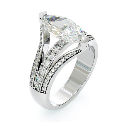 Jorrio handmade 3ct marquise cut classic sterling silver engagement ring