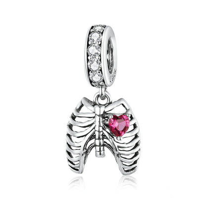 Jorrio Ribbed Heart Creative Sterling Silver Charm