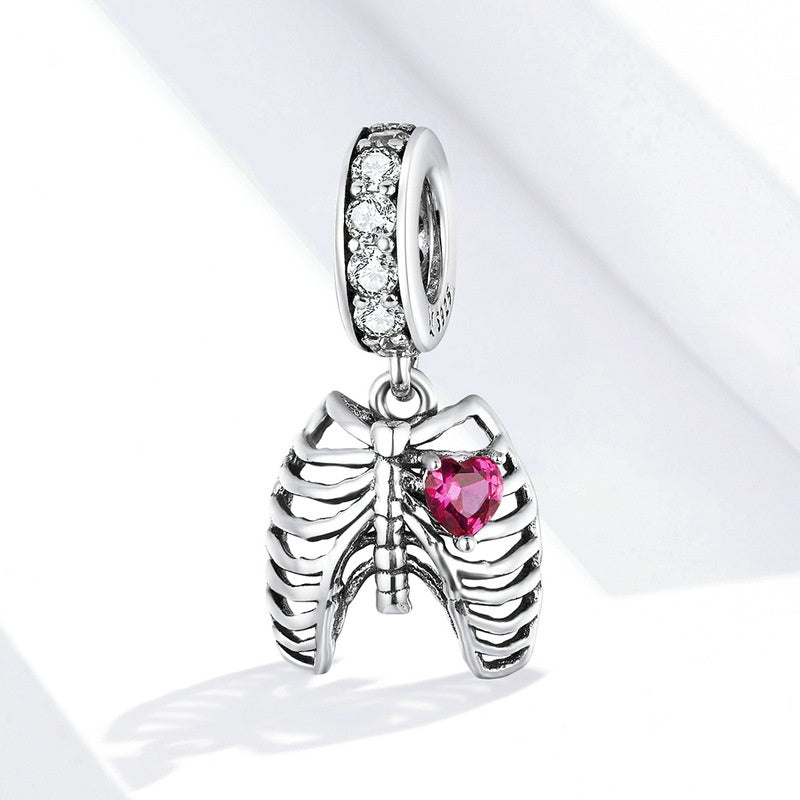 Jorrio Ribbed Heart Creative Sterling Silver Charm
