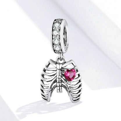 Jorrio Ribbed Heart Creative Sterling Silver Charm
