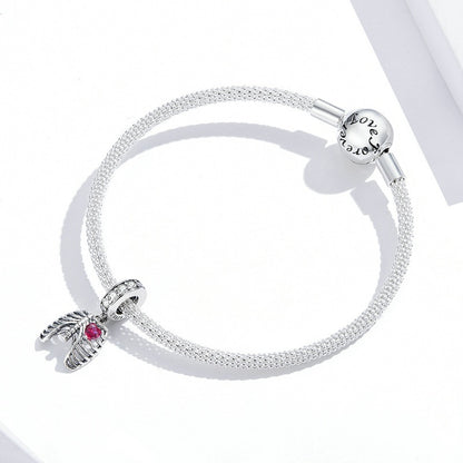 Jorrio Ribbed Heart Creative Sterling Silver Charm