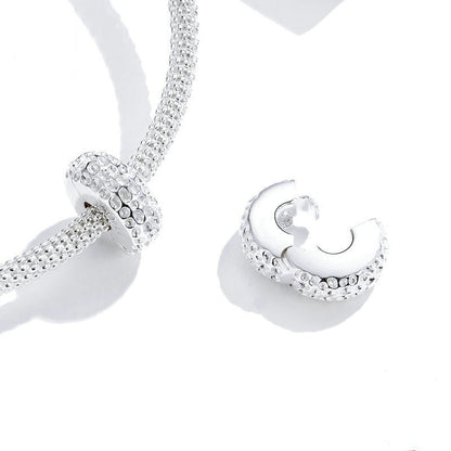 Jorrio Rounf Multi Stone Textured Sterling Silver Charm