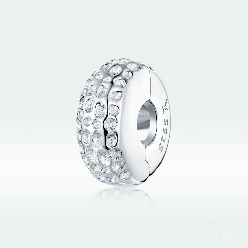 Jorrio Rounf Multi Stone Textured Sterling Silver Charm