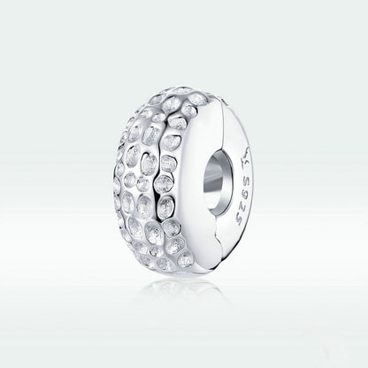Jorrio Rounf Multi Stone Textured Sterling Silver Charm