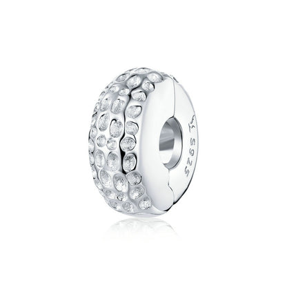 Jorrio Rounf Multi Stone Textured Sterling Silver Charm
