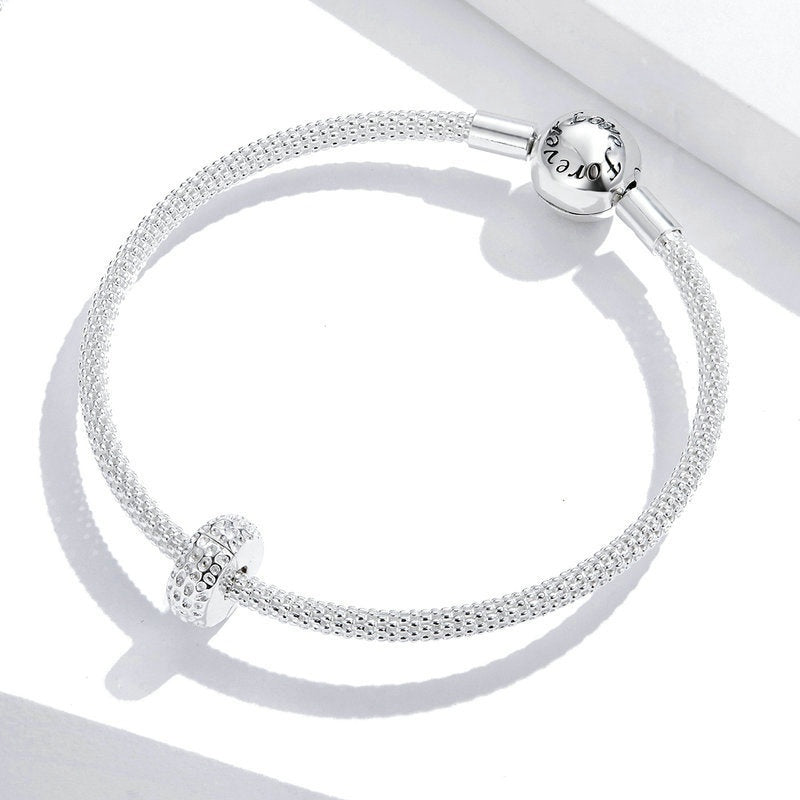 Jorrio Rounf Multi Stone Textured Sterling Silver Charm