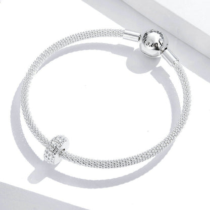 Jorrio Rounf Multi Stone Textured Sterling Silver Charm