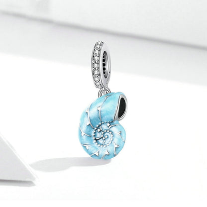 Jorrio Romantic Ocean Element Light Blue Conch Sterling Silver Charm