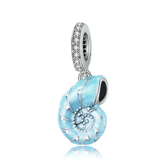 Jorrio Romantic Ocean Element Light Blue Conch Sterling Silver Charm