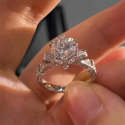 Jorrio handmade 2ct round cut sterling silver moissanite engagement ring