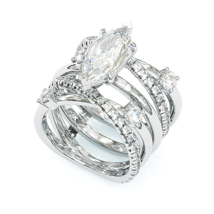 Jorrio 3ct marquise cut wedding sterling silver anniversary ring bridal set