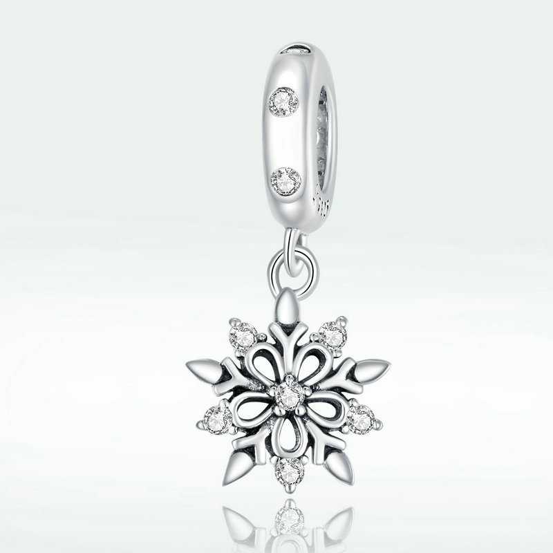 Jorrio Handmade Christmas Crystal Snowflake Sterling Silver Charms