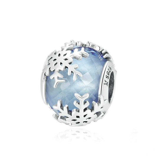 Jorrio handmade snowflake Christmas glazed bead  sterling silver charms