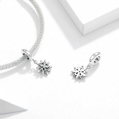 Jorrio Handmade Christmas Crystal Snowflake Sterling Silver Charms