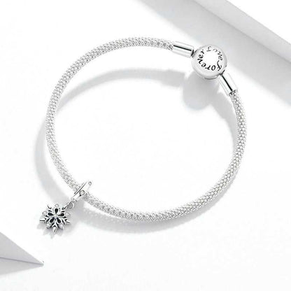 Jorrio Handmade Christmas Crystal Snowflake Sterling Silver Charms
