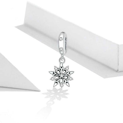 Jorrio Handmade Christmas Crystal Snowflake Sterling Silver Charms