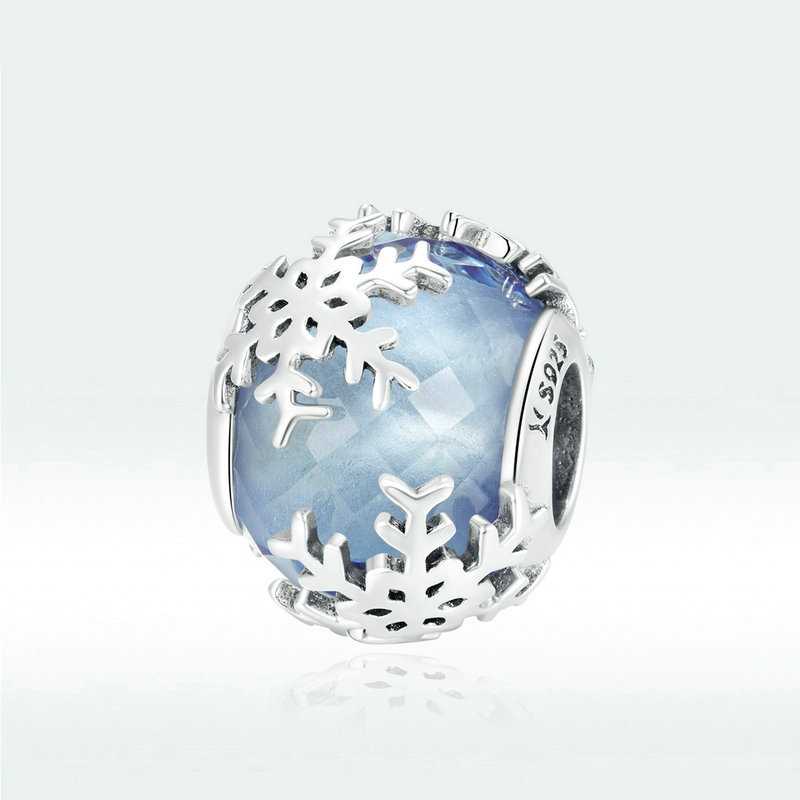 Jorrio handmade snowflake Christmas glazed bead  sterling silver charms