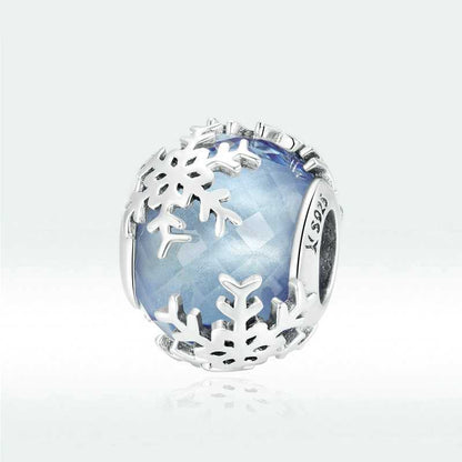 Jorrio handmade snowflake Christmas glazed bead  sterling silver charms