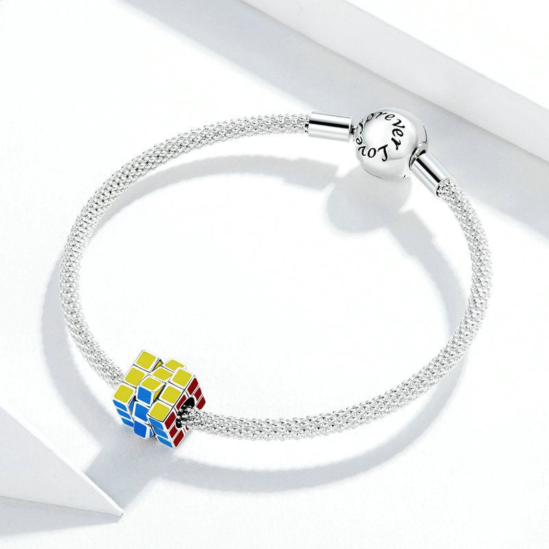 Jorrio Colourful Energetic Rubik's Cube Sterling Silver Charm