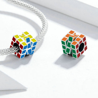 Jorrio Colourful Energetic Rubik's Cube Sterling Silver Charm