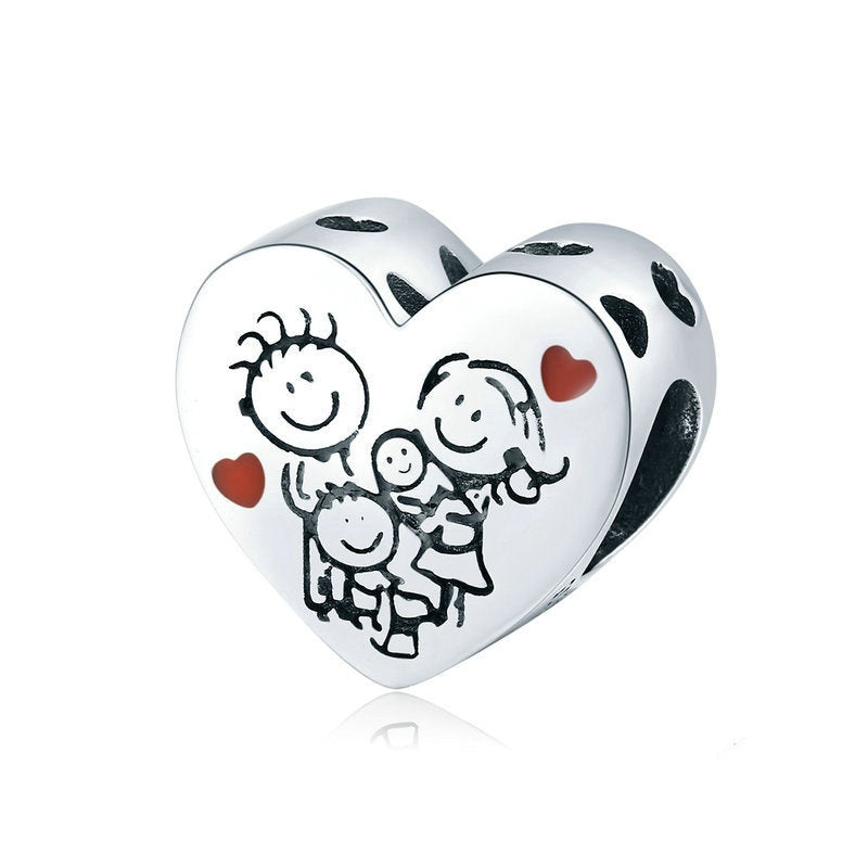 Jorrio Cozy Heart Family Sterling Silver Charm