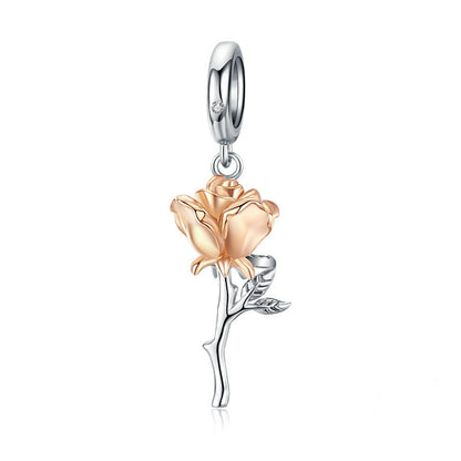 Jorrio Romantic Valentine's Day Rose Sterling Silver Charm