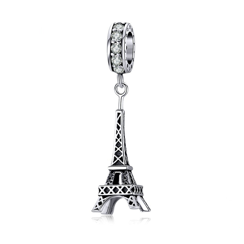 Jorrio Vintage Romantic Building Hollow Tower Sterling Silver Charm