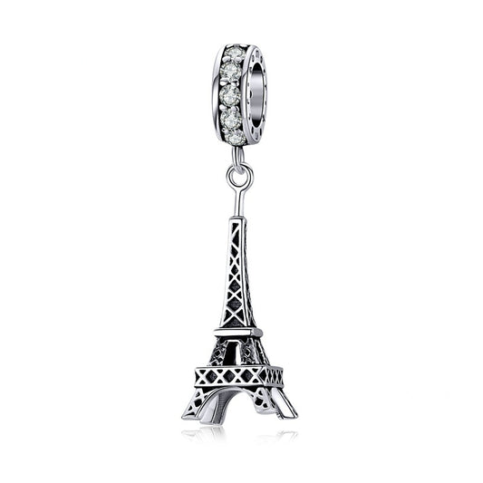 Jorrio Vintage Romantic Building Hollow Tower Sterling Silver Charm