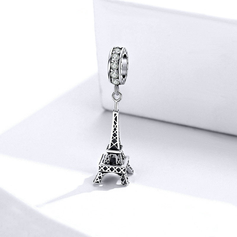 Jorrio Vintage Romantic Building Hollow Tower Sterling Silver Charm