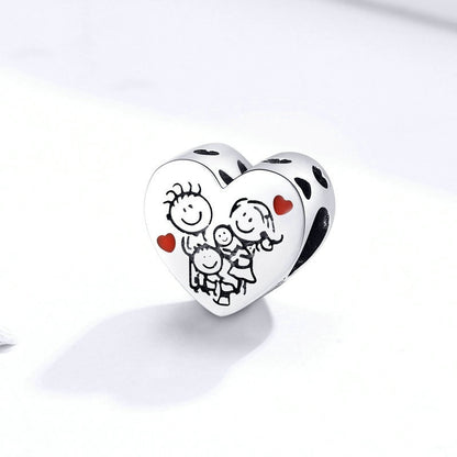 Jorrio Cozy Heart Family Sterling Silver Charm