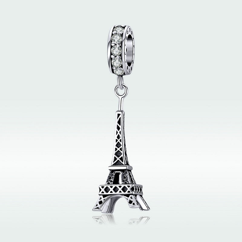 Jorrio Vintage Romantic Building Hollow Tower Sterling Silver Charm