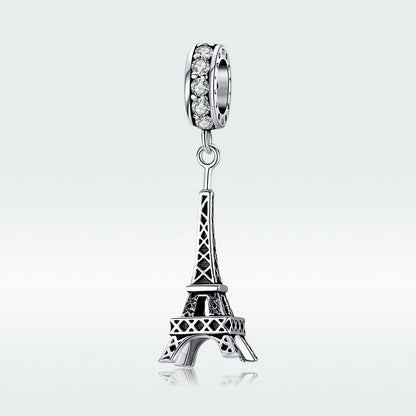 Jorrio Vintage Romantic Building Hollow Tower Sterling Silver Charm
