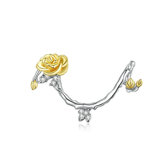 Jorrio Valentine's Day Rose Vine Sterling Silver Charm