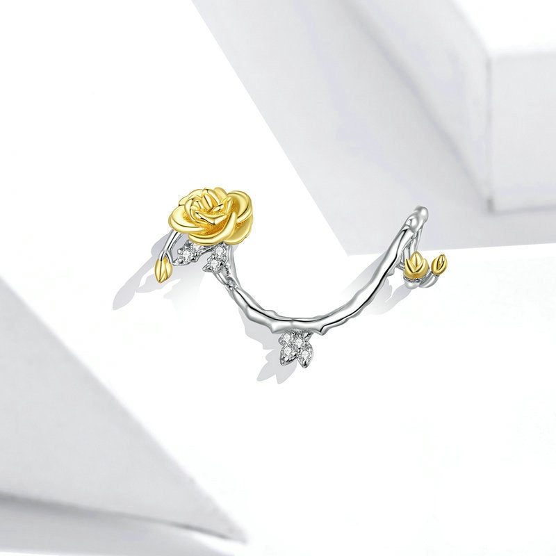 Jorrio Valentine's Day Rose Vine Sterling Silver Charm