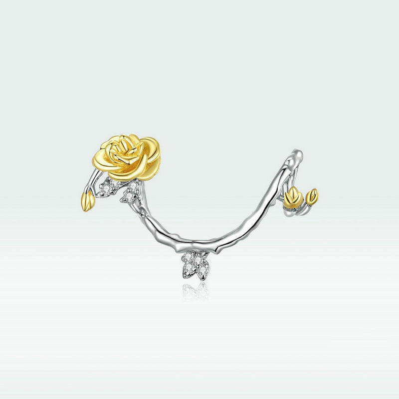 Jorrio Valentine's Day Rose Vine Sterling Silver Charm