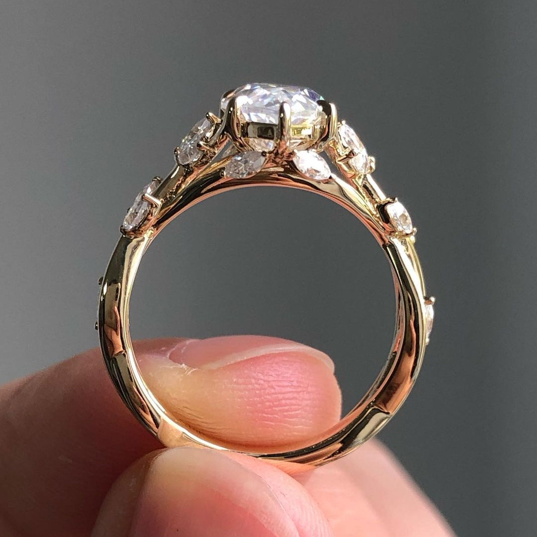 Jorrio marquise cut  created diamond wedding ring sterling silver engagement ring