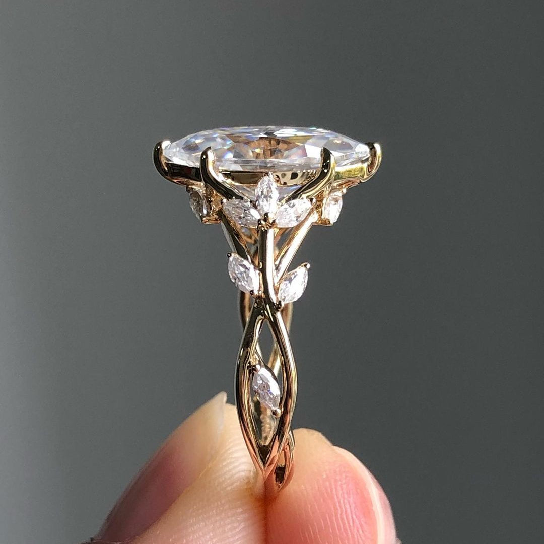 Jorrio marquise cut  created diamond wedding ring sterling silver engagement ring