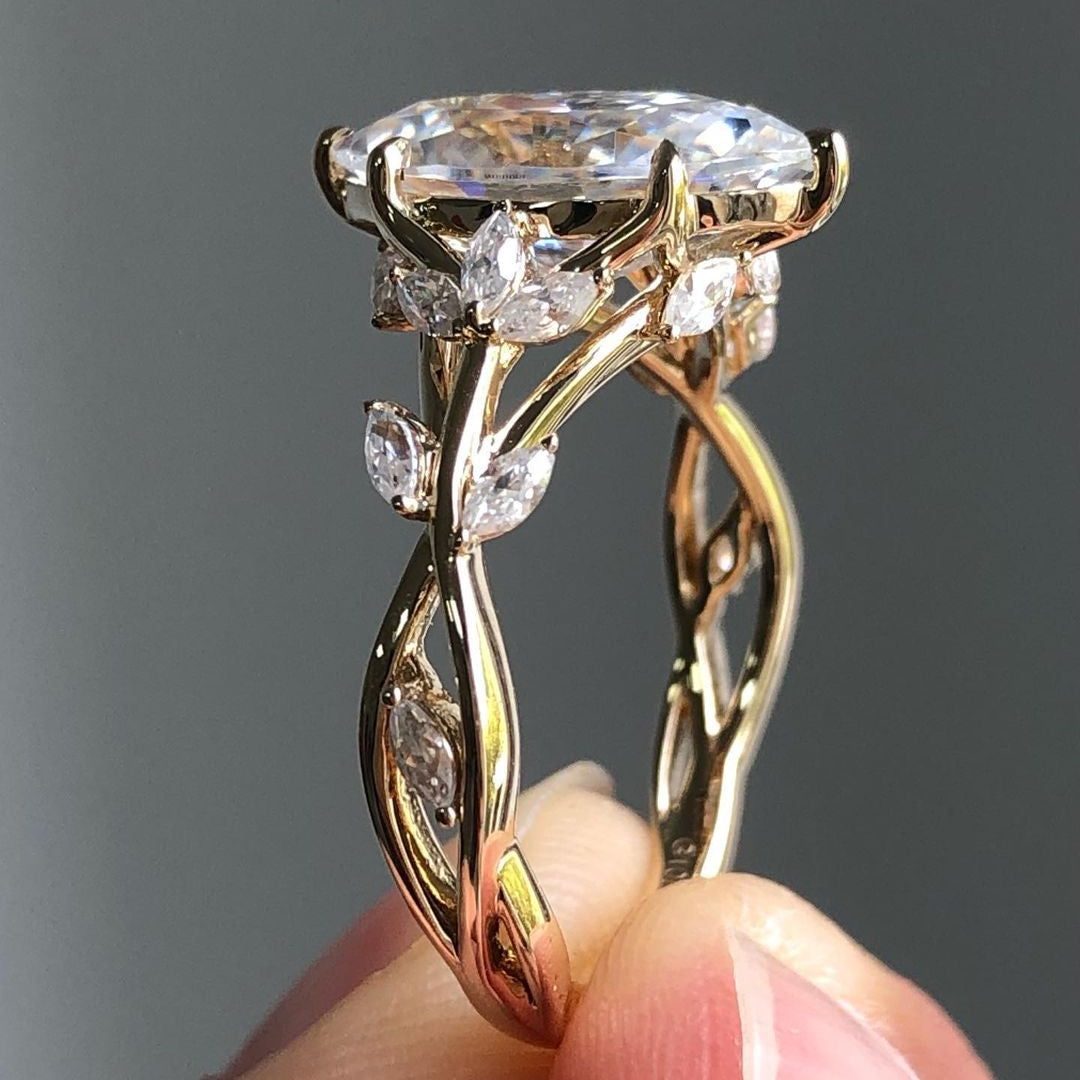 Jorrio marquise cut  created diamond wedding ring sterling silver engagement ring