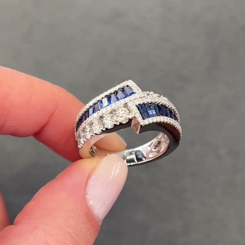 Jorrio handmade sapphire fashion sterling silver wedding women's band