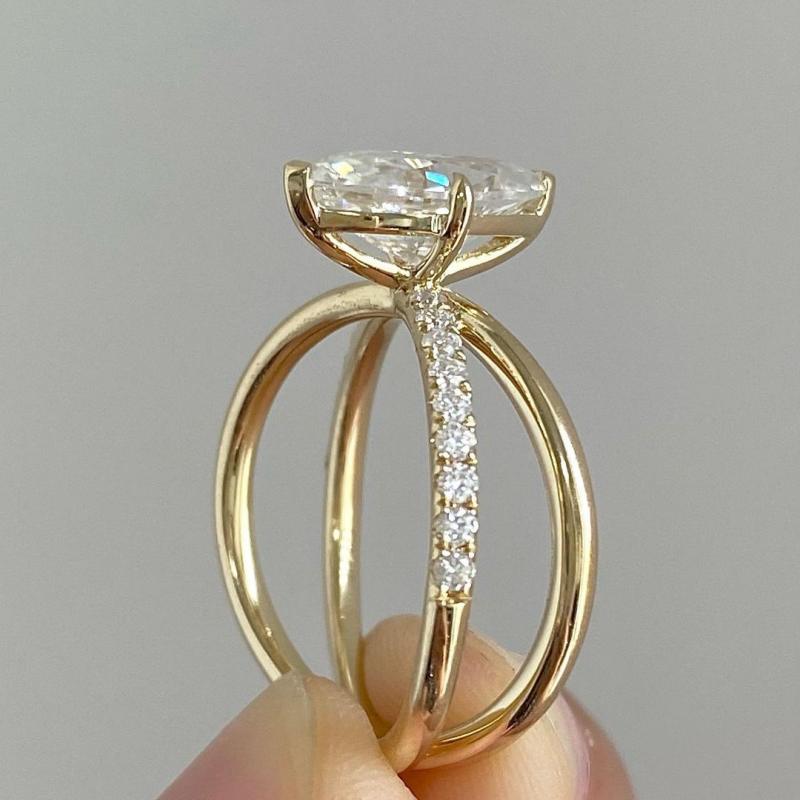 Jorrio handmade 3 ct gold marquise cut stunning sterling silver engagement ring