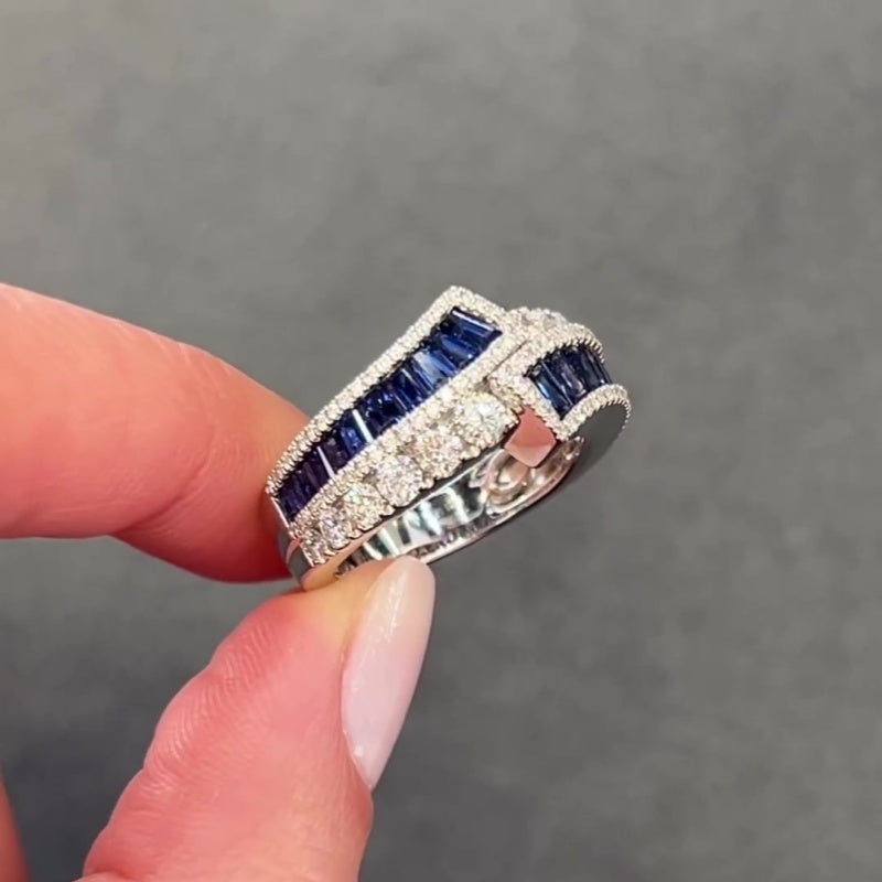 Jorrio handmade sapphire fashion sterling silver wedding women's band