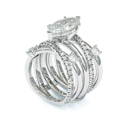 Jorrio 3ct marquise cut wedding sterling silver anniversary ring bridal set